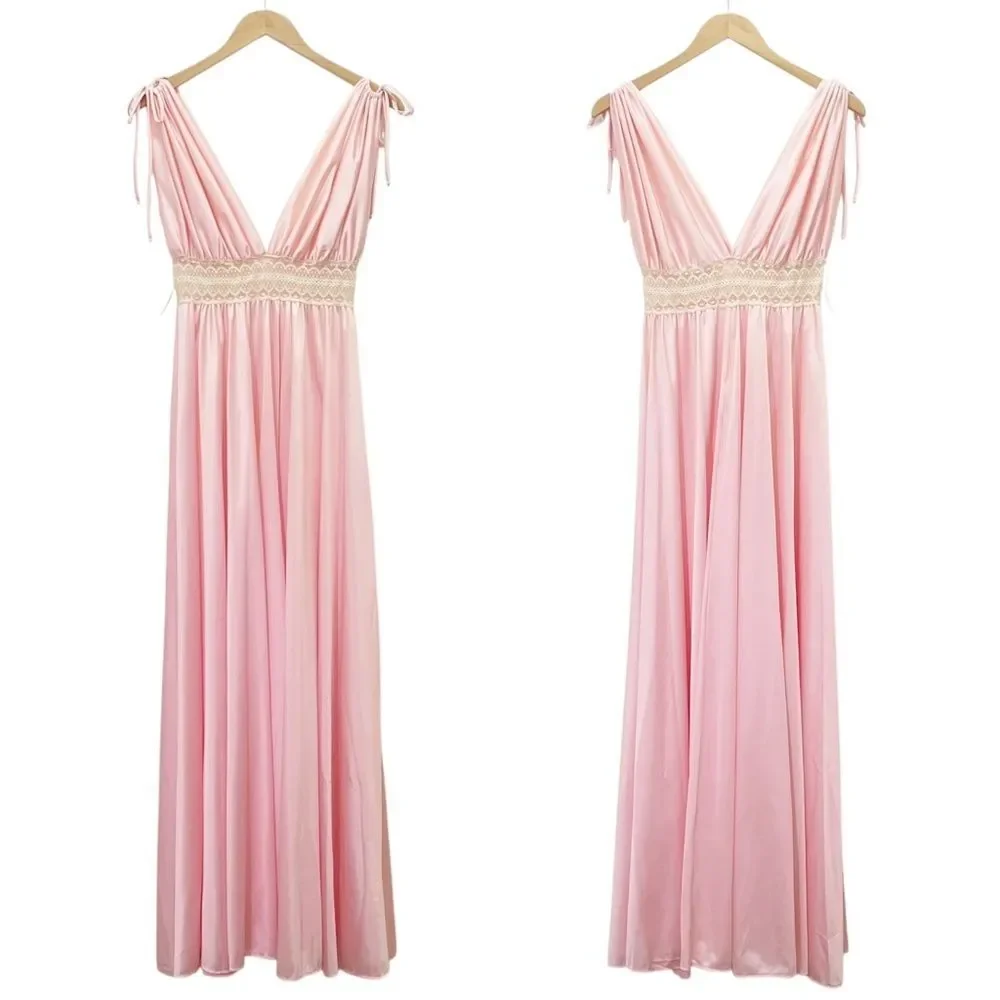 Vintage Ter-She Pink Nylon Lace Empire Maxi Nightgown 1680 Small 1970s NWT NEW - Picture 9 of 12